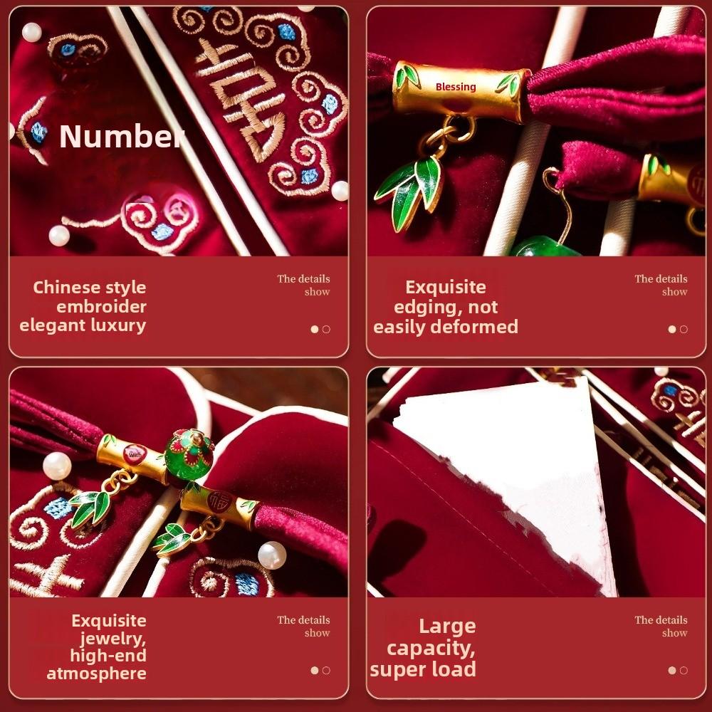 Embroidery Design Red Envelope Velvet Cloth Wedding Envelope Best Wishes Envelope  Anniversary