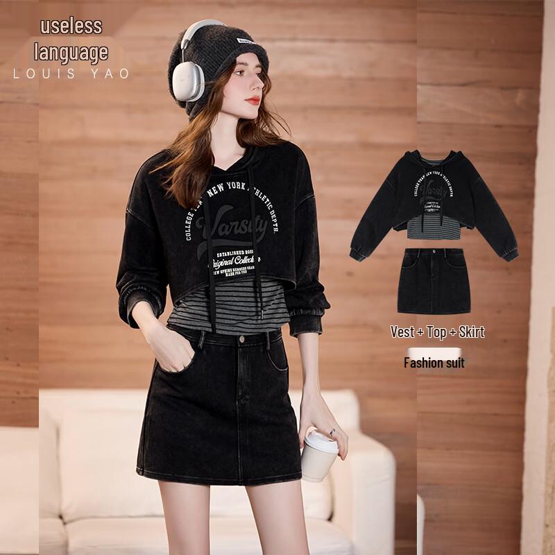Women s Spring Fashion Three-Piece Set with Drop Shoulder Top S
