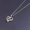 Open Heart Mom Letter Engraved I Love You Heart Stone Pendant Thin Link Chain Mother Gift Neck Jewelry