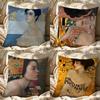 Cushion Cover Cushion Cover Pillowcase, Anti-Mite Invisible Zipper, Linen Sofa Cushion G-Gustav K-Klimt Oil Painting