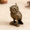 Owl Figurine Decorative Brass Bird Sculpture 1.89 Inches Owl Figurines for Living Room Study Room Shelf Table Porch Entryway