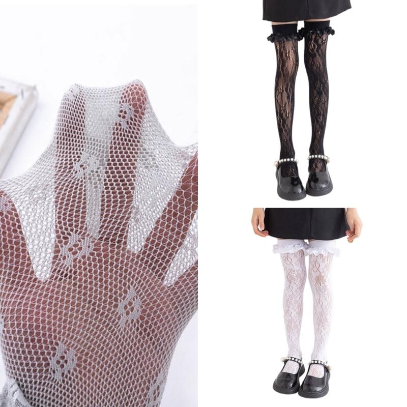 Classical Solid Color Over Knee Length Socks for Kids Soft Nylon Long Tube Socks for Party Outfits and School Event