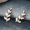 1Pc Plated Leaf Earrings Synthetic Zircon Leaf Earrings Multifunctional Earrings