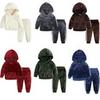 Autumn & Winter Girls' Velvet Hoodie & Casual Pants Set - Two-Piece Sportswear for Daily Wear
