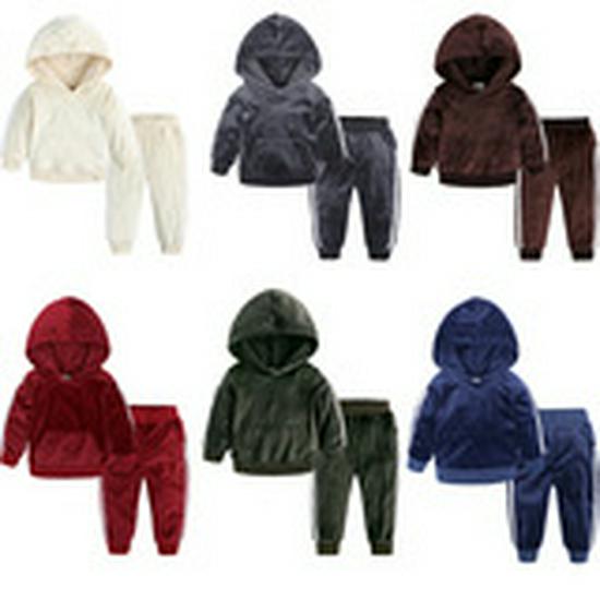 Autumn & Winter Girls' Velvet Hoodie & Casual Pants Set - Two-Piece Sportswear for Daily Wear