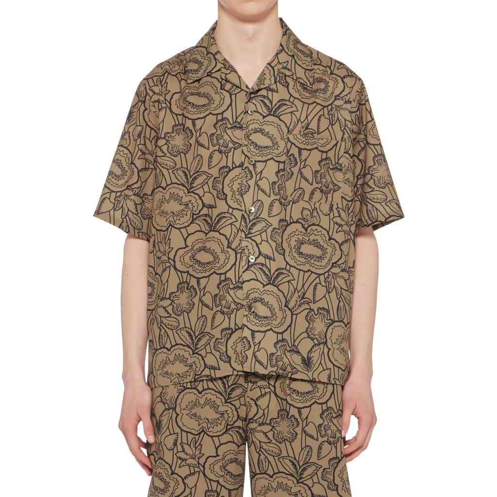 Onitsuka Tiger Printed Fashion Polo Button Short Sleeve Shirt Men shirts Light-Brown 2181B047-200