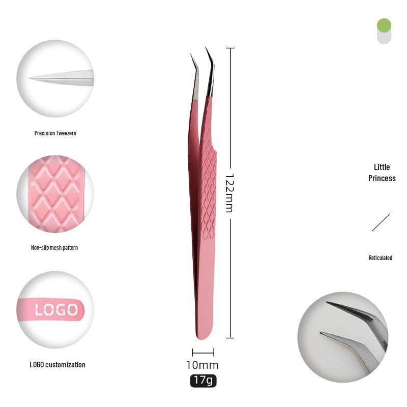 Golden Feather Stainless Steel Eyelash Tweezers for Grafting and Extensions