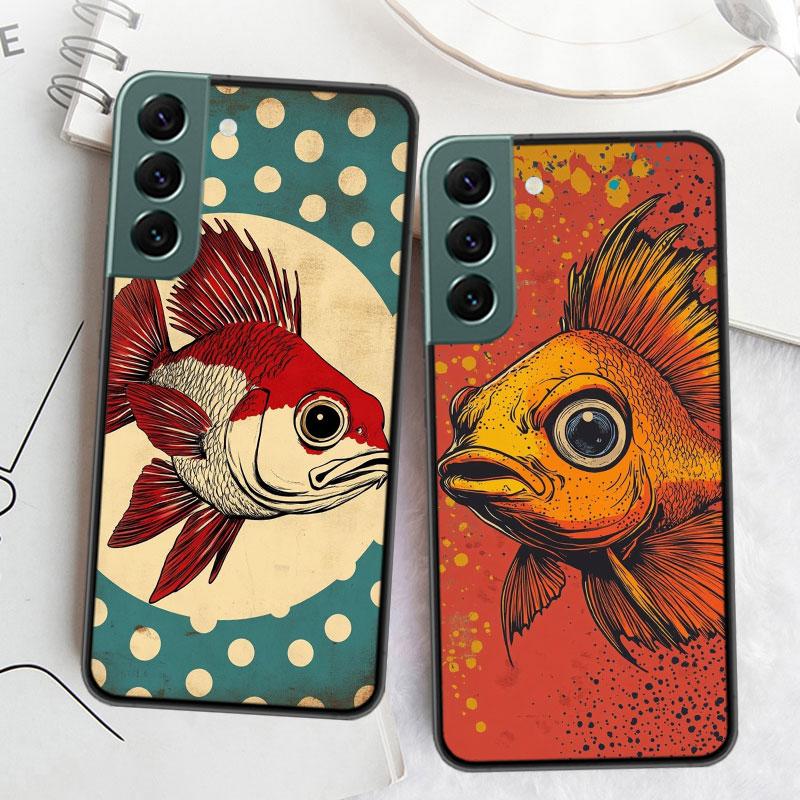 Pop Art Drawing Ideas Fish Phone Case For Samsung Galaxy S22 S25 Ultra S21 S10 Plus S26 Edge S20 S23 S24 FE Cover Silicone S