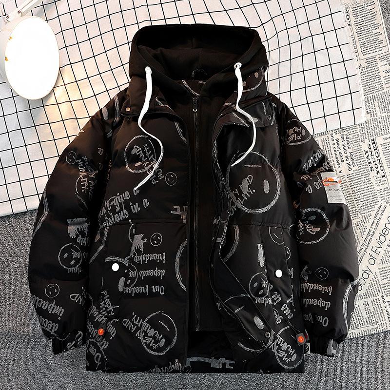 Fake Two-piece Cotton Coat for Men's Winter New Style Teenager Thickened Men's Down Cotton Coat Jacket