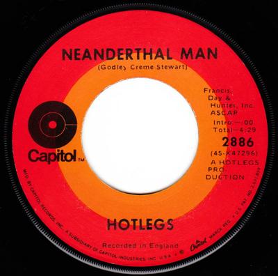 7inch Record HOTLEGS - Neanderthal Man 2886 Capitol Records 1970 US Rock Used