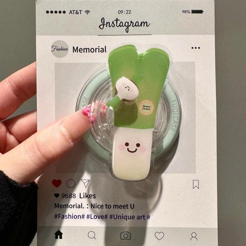 Korean Cute Dog Scallion Rotation For Magsafe Magnetic Phone Griptok Grip Tok Stand For iPhone 15 Wireless Charging Case Holder