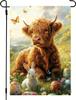 Easter Garden Ags 12x18 Double Sided, Burlap Farmhouse Oral Buttery Highland Cow Bunny Garden Ag Outdoor Easter Deco SSL