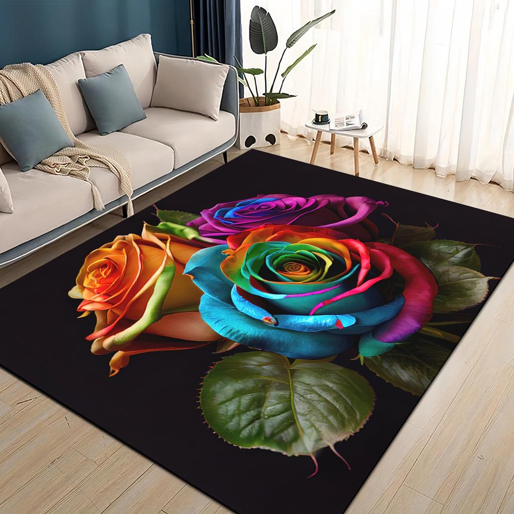 27 Style New Colorful Rose Romantic Flower Love Carpet Rug for Living Room Bedroom Home Sofa Decoration,kids Non-slip Floor Mat