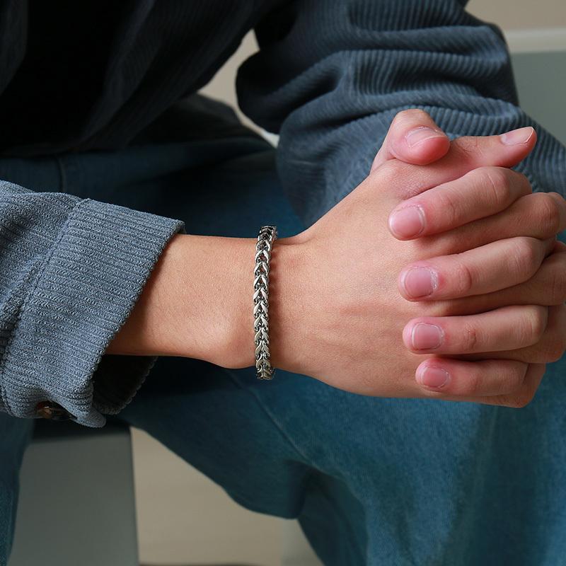 Xiaomi Vnox Franco-Kettenarmbänder für Herren, Quadratische mehrlagige kubanische Kettenglieder-Armband aus Edelstahl, Lässiger männlicher Punk-Schmuck