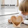 Practical Heart Shaped Heart-shaped Piggy Bank Clear Wooden Wooden Saving Box Fashion Wooden Crafts Ornament Children/Adult