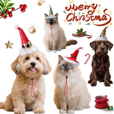 Gorro navideño ajustable y moderno para mascotas, gorro festivo suave y colorido para mascotas, gorro de Papá Noel cómodo para mascotas, fotos navideñas