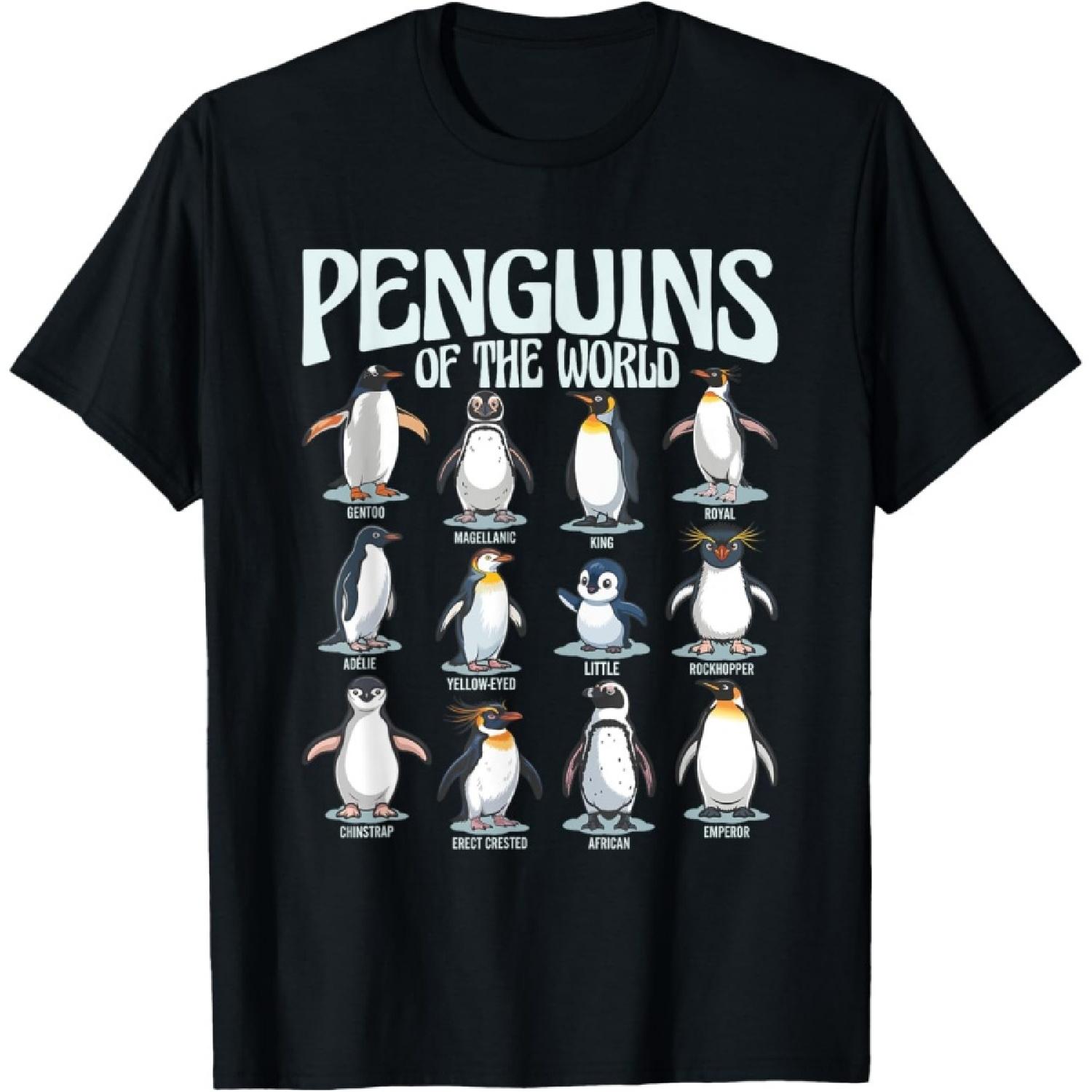 Penguins of The World Cute Penguin Animal Lovers T-Shirt(1) S