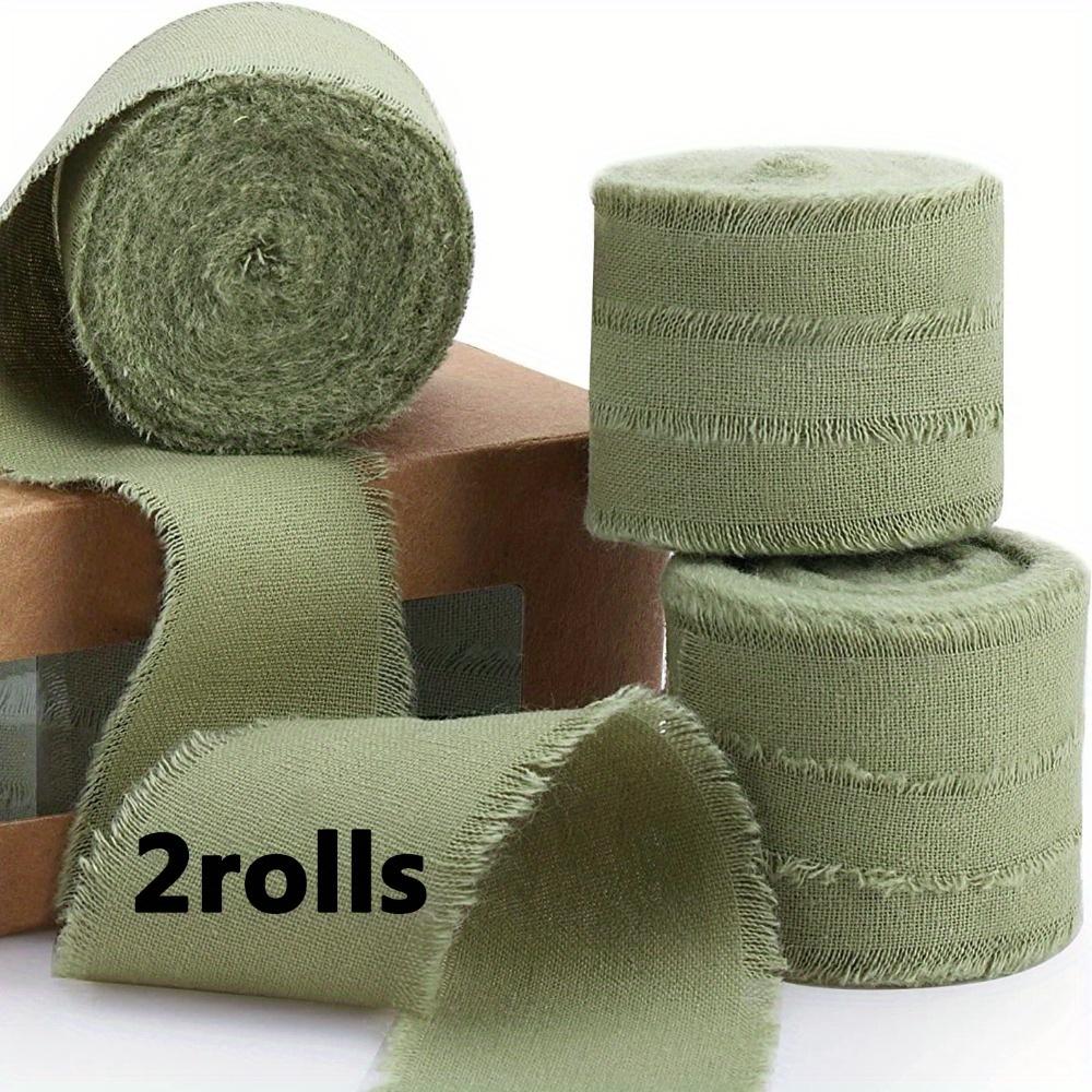 2rolls Festive Ribbons: Handmade Fringed and Perfect for Crafts Weddings or Home Decor Available In White Blue and Green