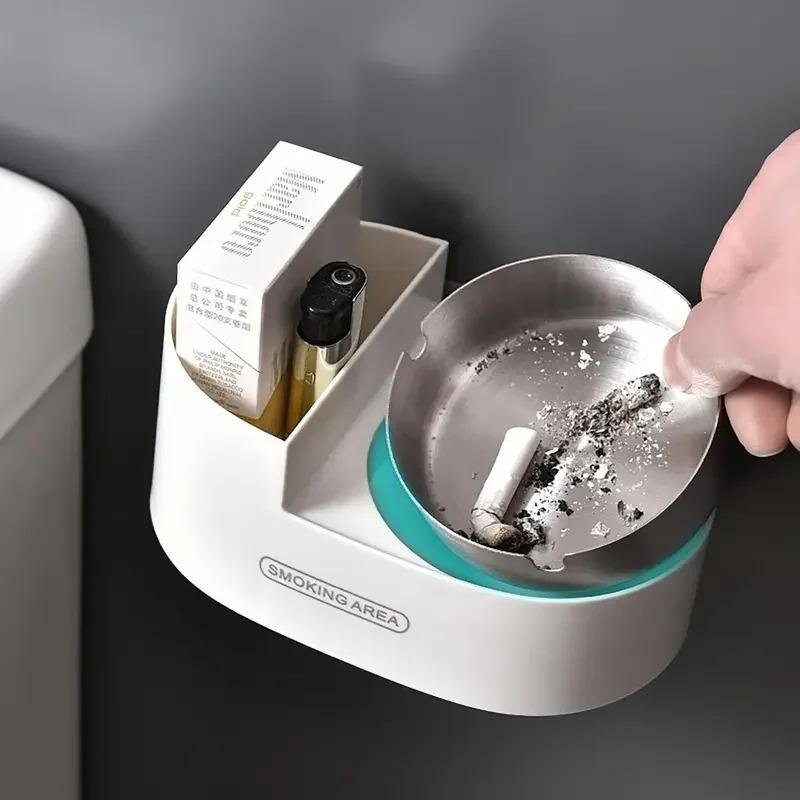 1/4PCS Home Bathroom Storage Box, Creative, Personalized, Trendy Stainless Steel Non Perforated Wall Hanging Ashtray