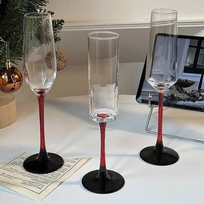 Red Stem Champagne Flutes Luxury Champagne Glass Cocktail Sparkling Wine Glass for Christmas Party Wedding Home Bar Accessories