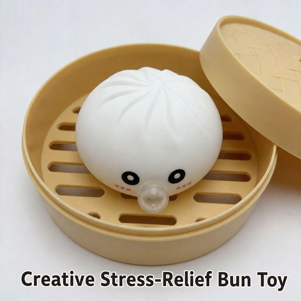 1pc Soft Dumpling Squishy Fidget Toys with Steamer Stress-Relieving Balls For Stress Anxiety Relief