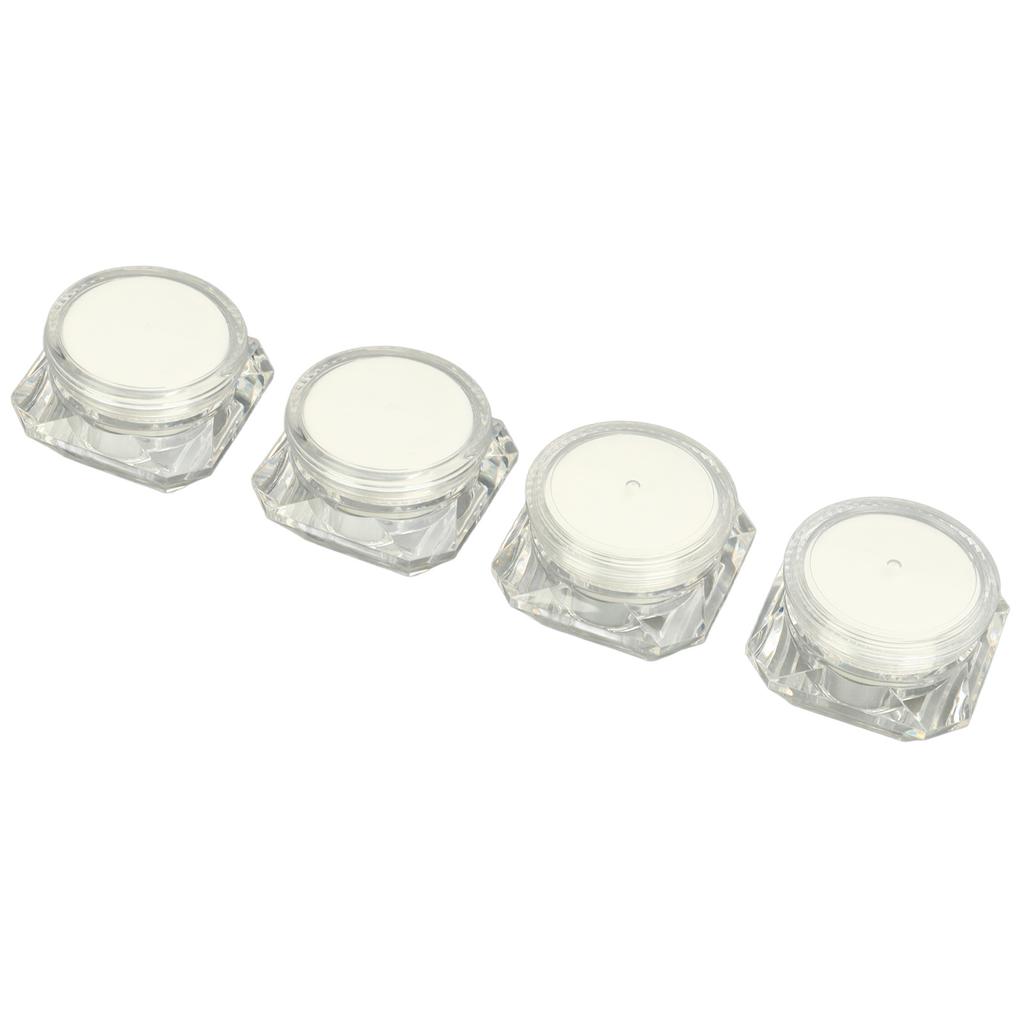 4Pcs Cream Jar Diamond Look Cosmetic Refillable Bottle Outdoor Travel Camping Plastic Compact Makeup Empty Container