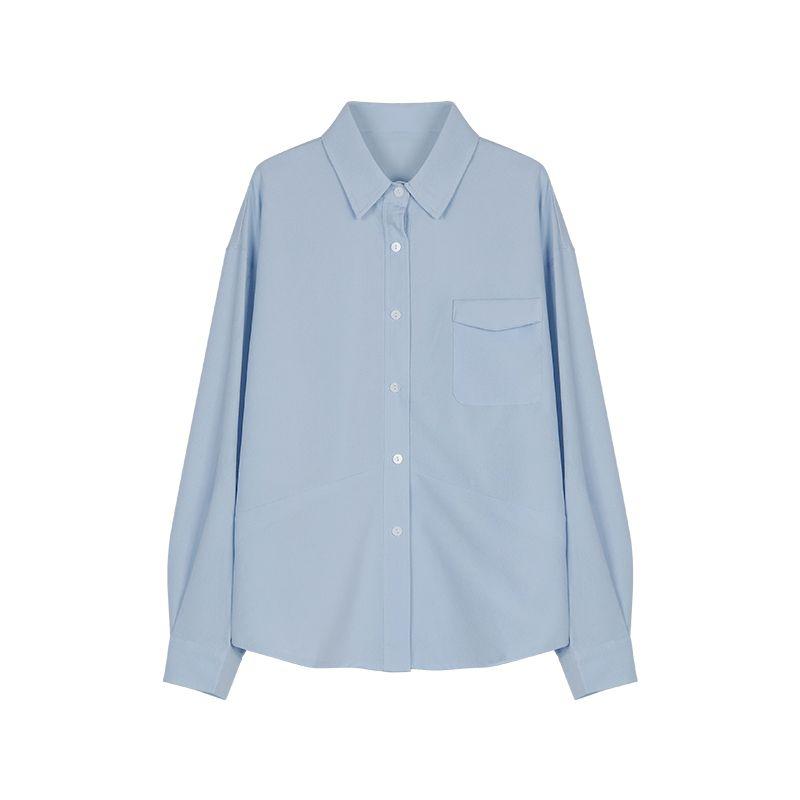

Blue Fancy Loose Casual Sun-Proof Long Sleeves Shirt Blue One size