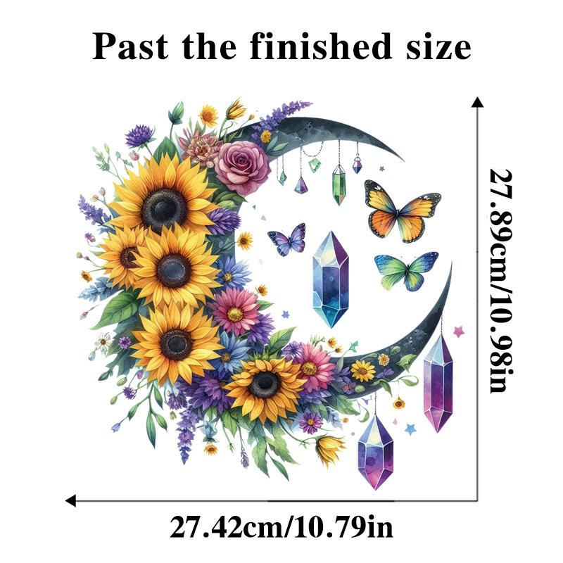 Sunflower Moon Wall Stickers Self-Adhesive Flower Butterfly Decals for Kids Room Door Fridge Peel Stick Home Decor