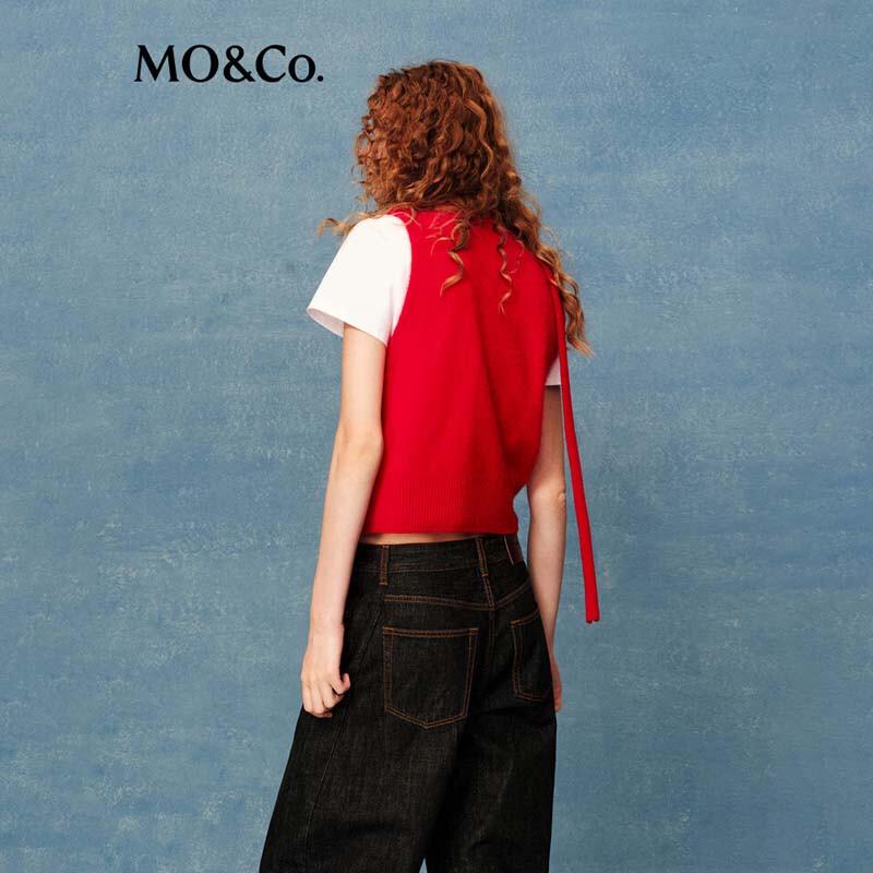 MO&Co. Women's V-Neck Lamb Wool Knit Vest