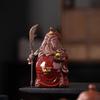 Guan Gong Martial Saint Statue: Ceramic Guan Yu Ornament for Tea Room, Living Room, or Study Decor.
