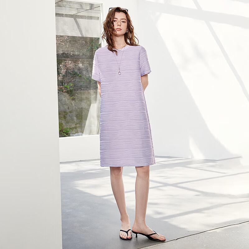 Chuyu Women's Flowing Wavy Texture T-Shirt Dress