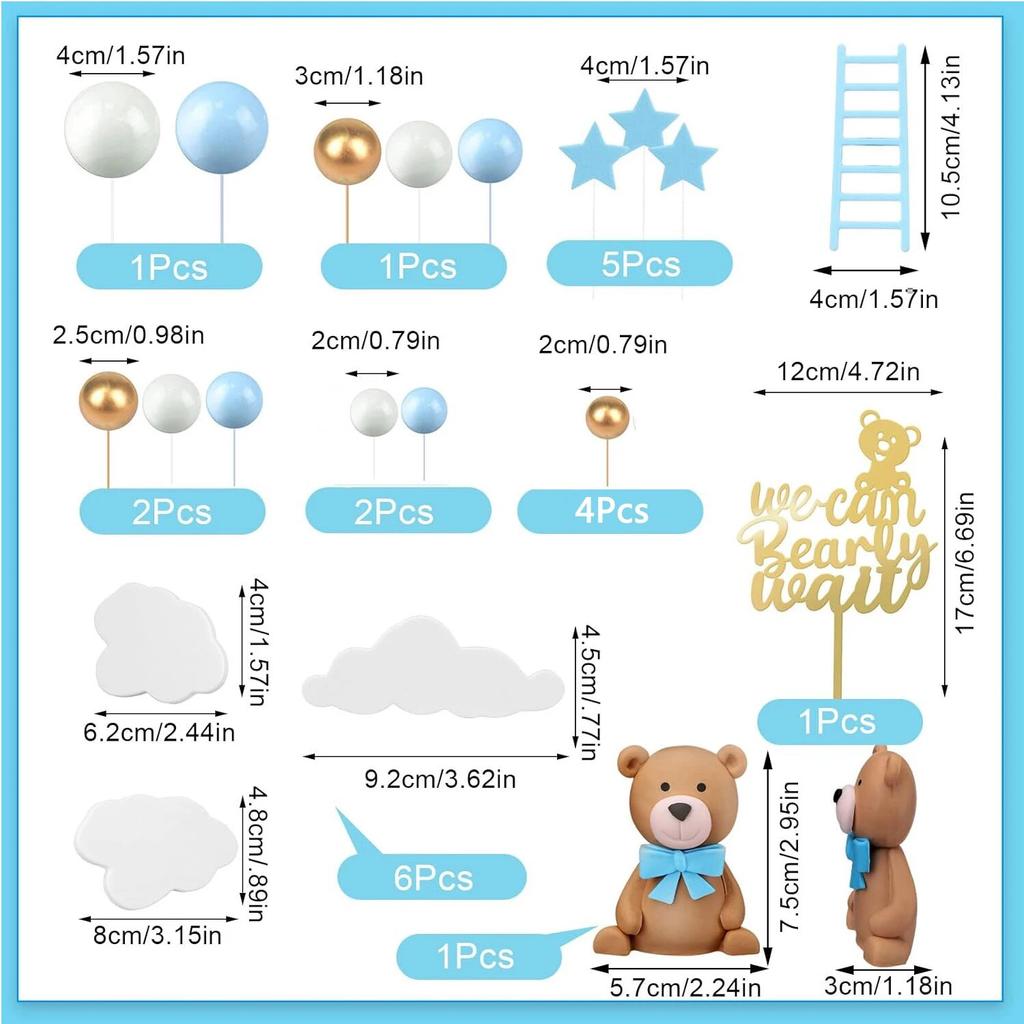 Brown Bear Cake Decorations We Can Bearly Wait Cake Topper for Birthday Baby Shower Party Supplies Decorations