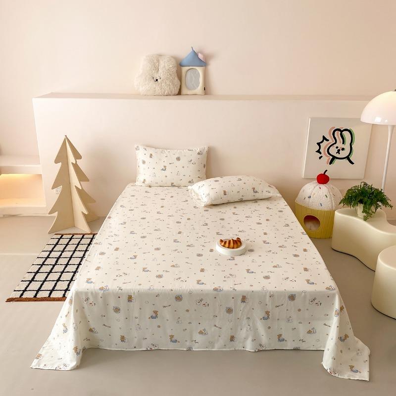 Class A Printed Cartoon Double Yarn Bed Sheet Single Piece Summer Single Sheet Mattress Protector, without Pillowcase