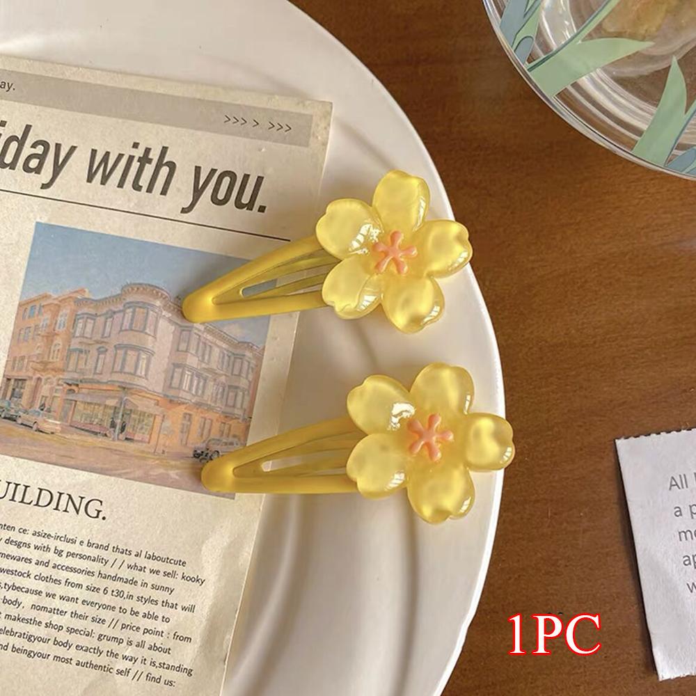 Sweet Jelly Cherry Blossom Hairpins Girls Snap Clips Side Bangs Clip BB Clip Women Kids Flower-shape Hair Clip Hair Accessories