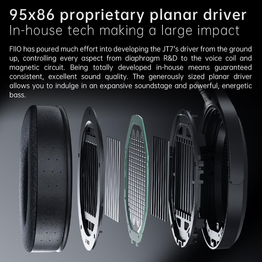 Căști Audiophile FiiO JT7 Over-Ear Magnetice Planare cu design Driver Planar 95x86mm, Bandă Reglabilă, Cablu 4.4mm/3.5mm