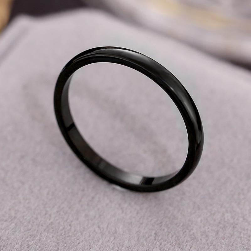 Simple Titanium Steel Diamond Ring for Women Minimalist Couple Band Smooth Stainless Steel Jewelry