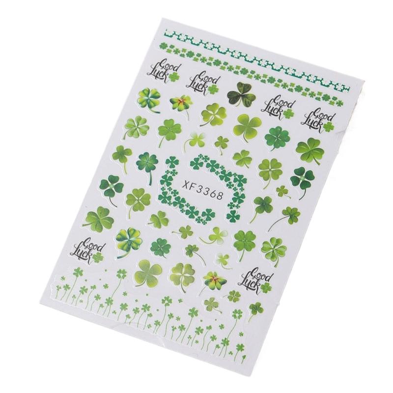 Saint Patrick’s Day Nails Art Stickers Green Shamrock Nails Decals Adhesive Nail Sticker Nails Art Decoration