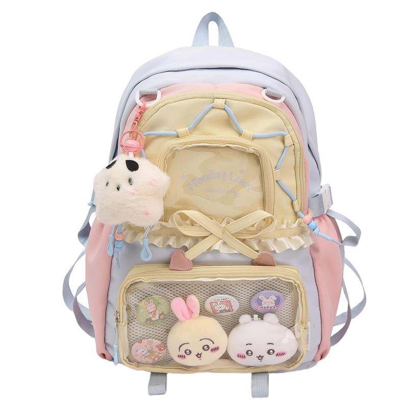 Wasserabweisender, verschleißfester Nylon-Rucksack im koreanischen Stil für High-School-Mädchen