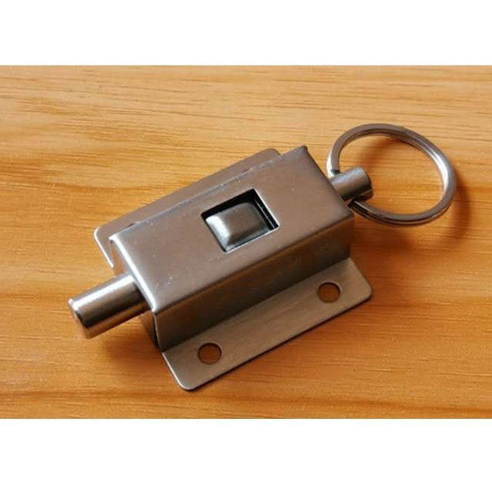 Durable 430 Stainless Steel Automatic Spring Latch Sliver Butterfly Shaped Door Barrel Bolt Ring-Pull Home