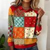 Ladies' Plaid Printed Casual Long Sleeved Sweatshirt Top