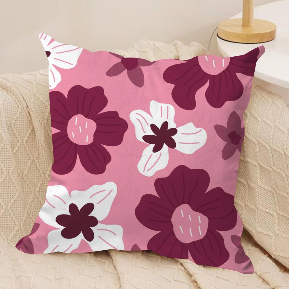 Chinese Flower Cushion Cover Soft Plush Fabric DoubleSided Printed Sofa Cushion Cover for All Seasons Home Decor Gift