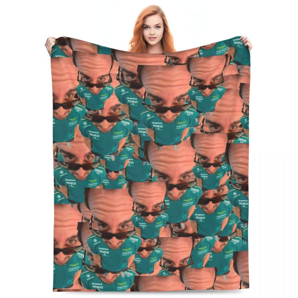 Fernando Alonso Lustige Kopf Decken Fleece Textil Dekor Atmungsaktiv Warme Überwurfdecken für Bett Reise Teppich Stück