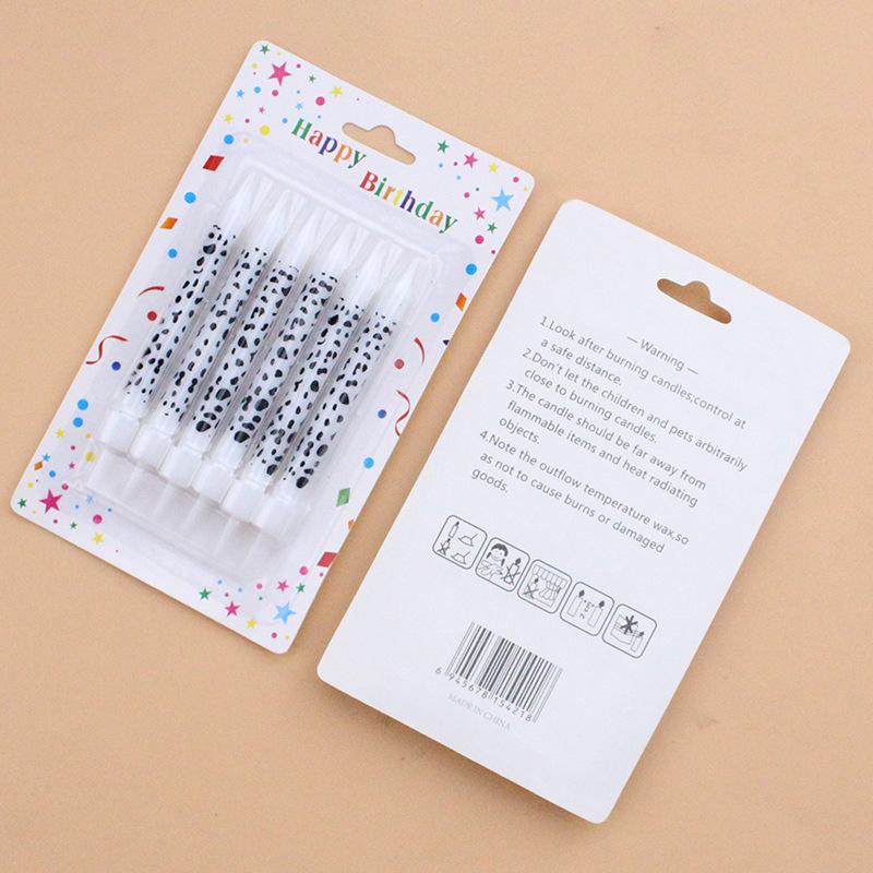 Ins Style Cow Theme Printed Pattern Cake Candles Creative Party Personalized 6 Suck Card Candles