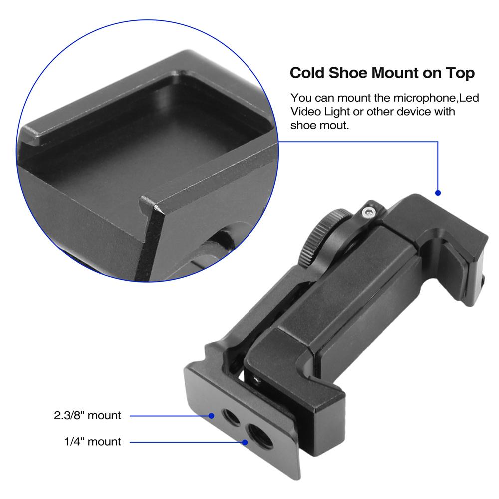 Universal Smartphone Tripod Mount Adapter Phone Clip Holder 360 Rotation Mobile Clamp with Cold Shoe Mount for Arca-Type Plate 7