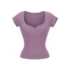 Women's Sweetheart Neck Short Sleeve T Shirt Slim Fit Basic Solid Color Tee