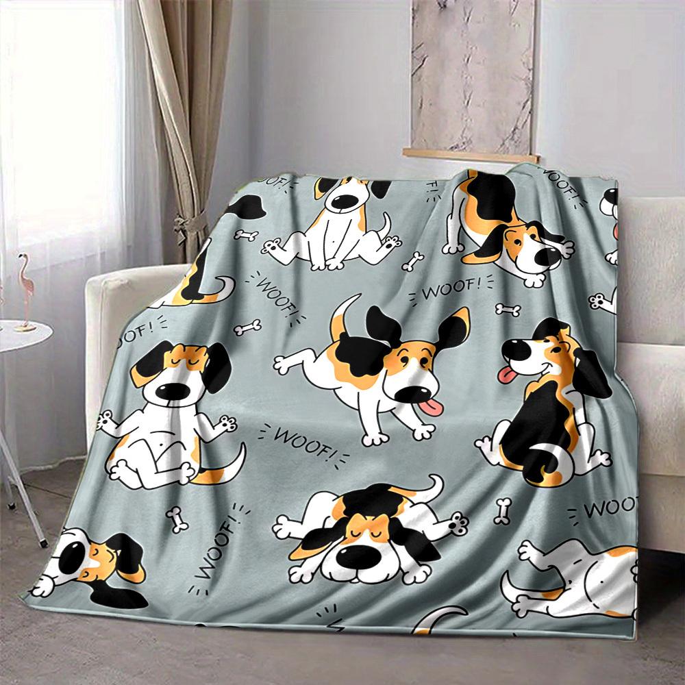 1pc Dogs Woof Blanket, Lightweight Flannel Throw Blanket for Sofa, Bed, Travel, Camping, Living Room, Office, Couch, Chair, and Bed