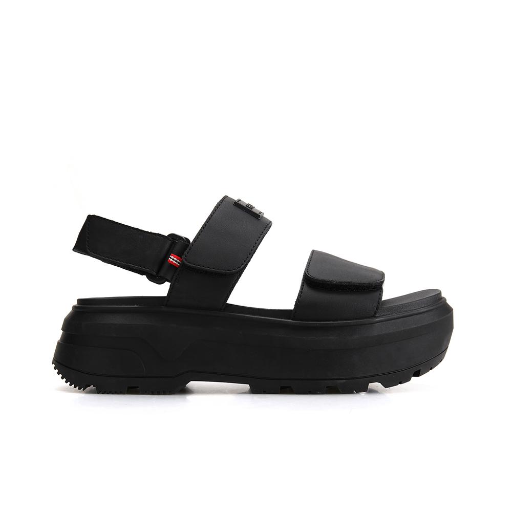 Hunter [Women] City Rebel Leather Heel Strap Sandals - Black Ufd3110Leablk