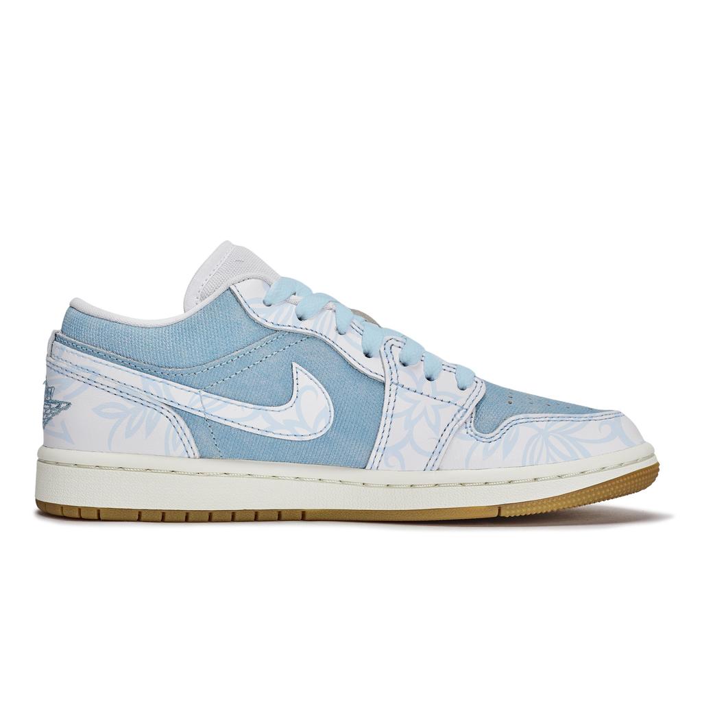 Jordan Air Jordan 1 ATHS Blue Printed Dyed Abrasion Resistant Low Top Vintage Basketball Shoes Women's White Blue HQ2004-400(TeamR-)