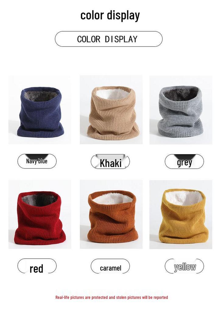 2025 Autumn-Winter Velvet Knit Neck Warmer: Windproof, Warm, Versatile Scarf in Solid Color