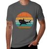 Vintage Retro Shark Silhouette Funny Tshirt Construction Work Tee Shirt